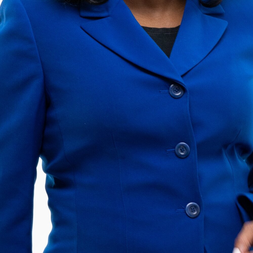 Bold in Blue Pleated Skirt Suit – Le Suit (Size 10)